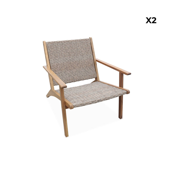 sweeek - Set van 2 fauteuils van acaciahout en hars