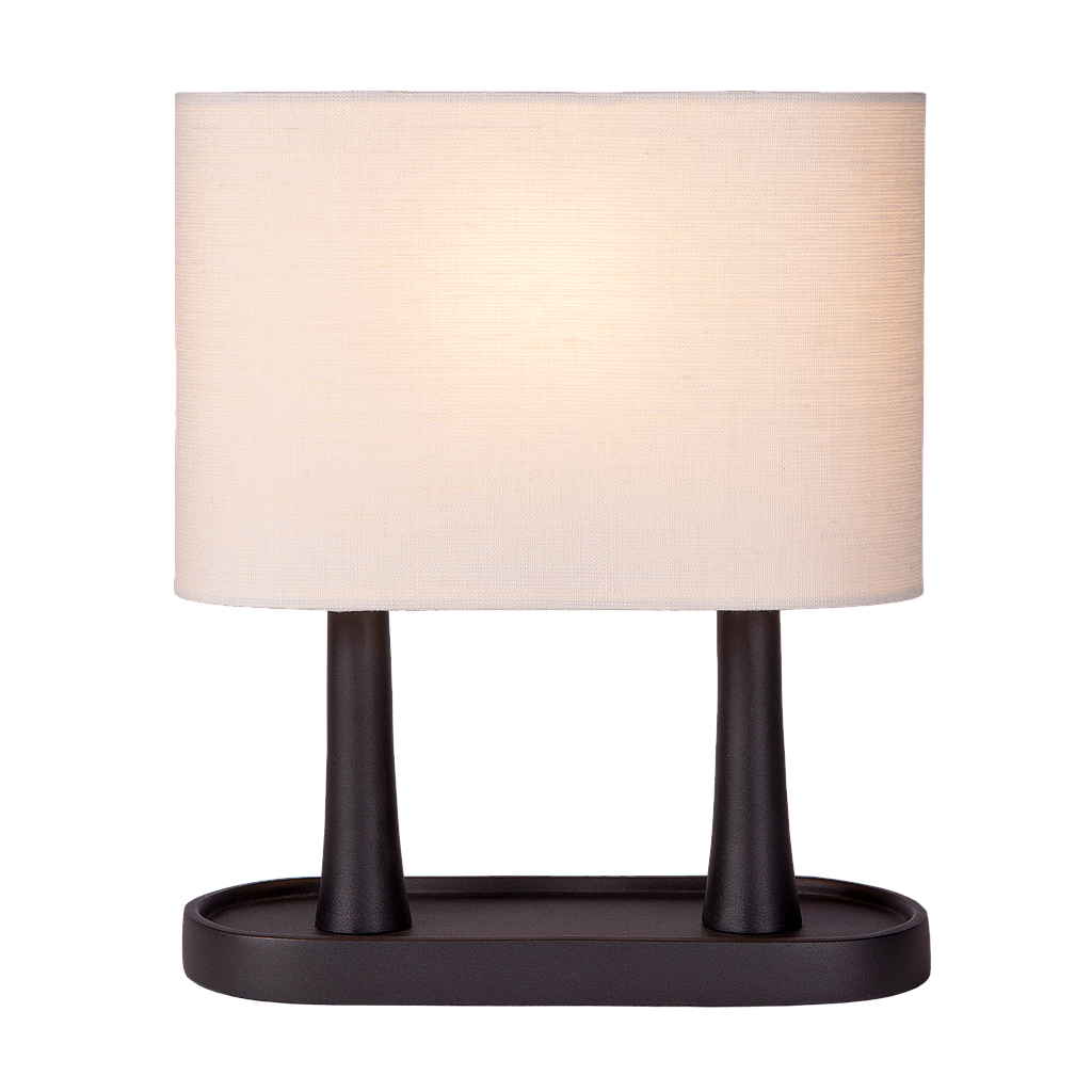 Atmooz Bakati - Tafellamp - Zwart met Wit Linnen Scherm - 30 cm