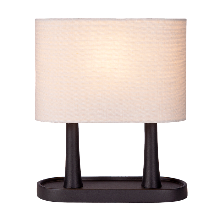 Atmooz Bakati - Tafellamp - Zwart met Wit Linnen Scherm - 30 cm