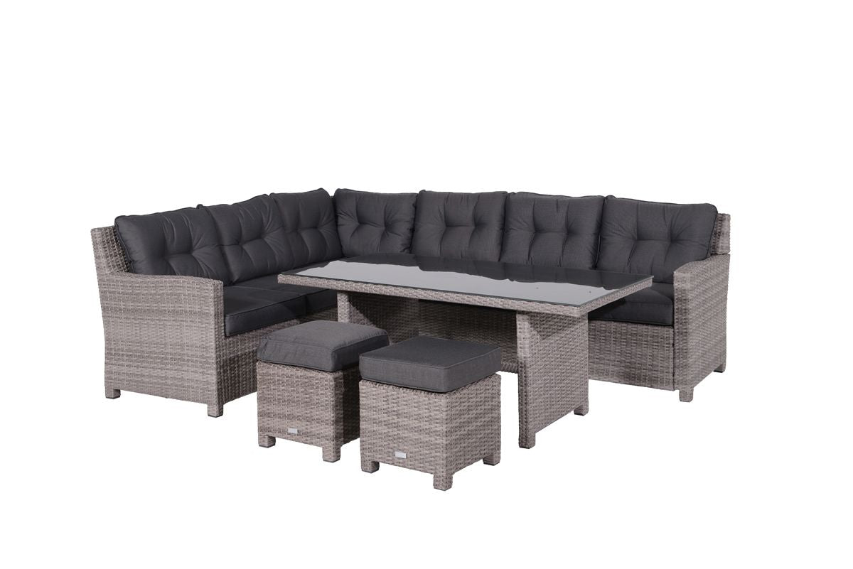 Blue bird lounge-diningset - 5-delig - links - grey - reflex black
