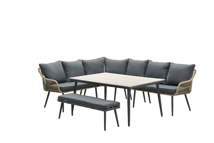 Margriet lounge-diningset - 6-delig - natural - mystic grey