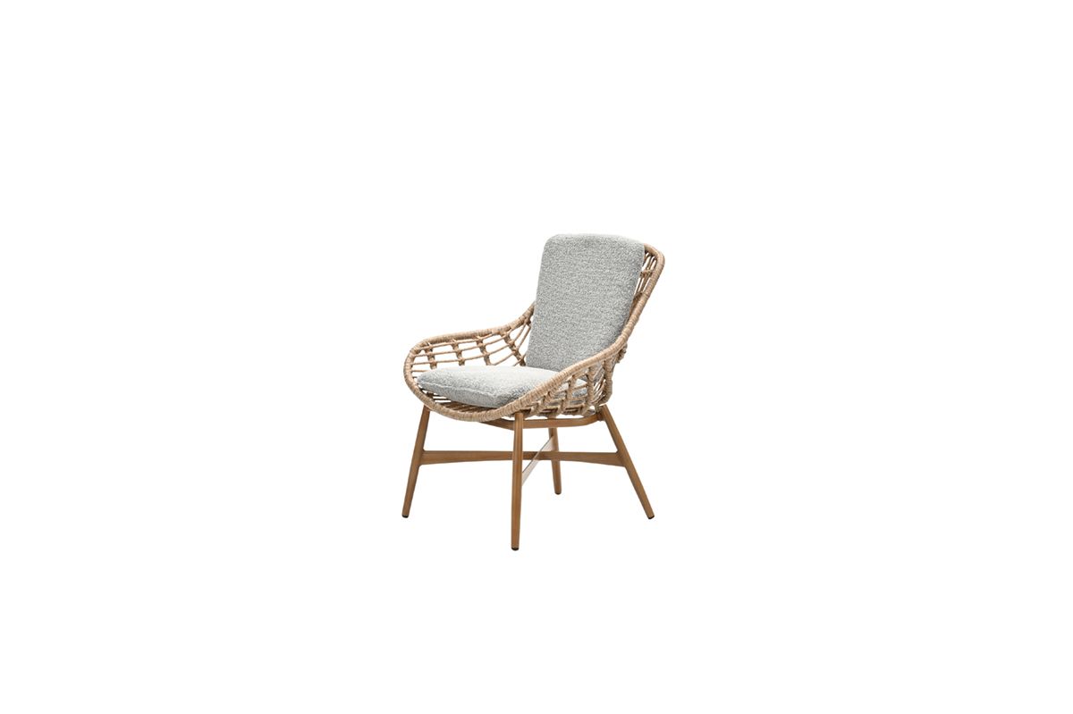Castello lounge fauteuil - light teak look - natural rotan-merino sand