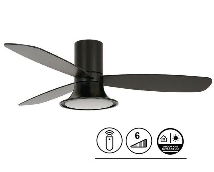 Lucci Air Plafondventilator Airfusion Flusso Zwart 18W Led Ø 132cm