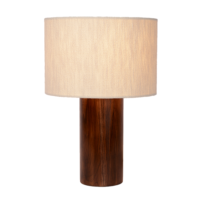 Atmooz Tafellamp Japura - Wit Katoen - Houten Basis - Max 40W - E27