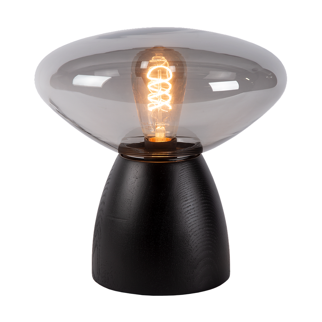 Atmooz Tafellamp Cannes - Zwart Eikenhout & Gerookt Glas - Ø 29 cm