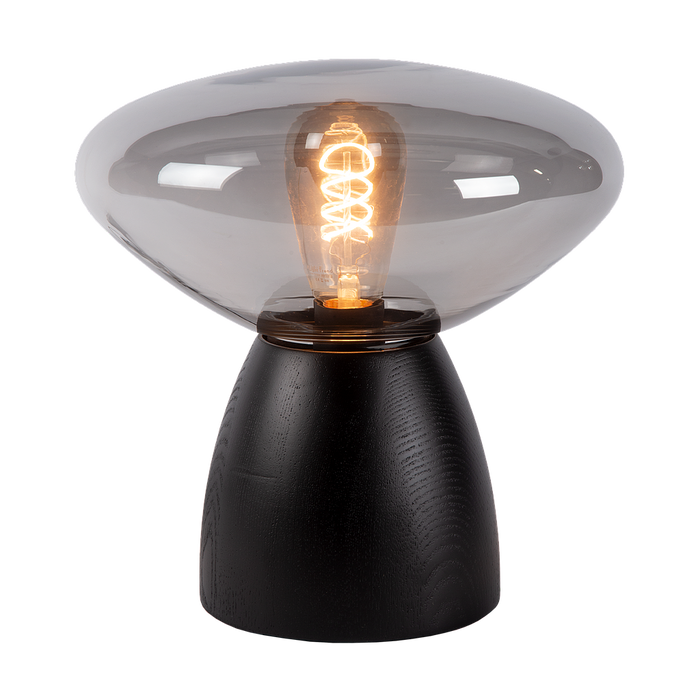 Atmooz Tafellamp Cannes - Zwart Eikenhout & Gerookt Glas - Ø 29 cm