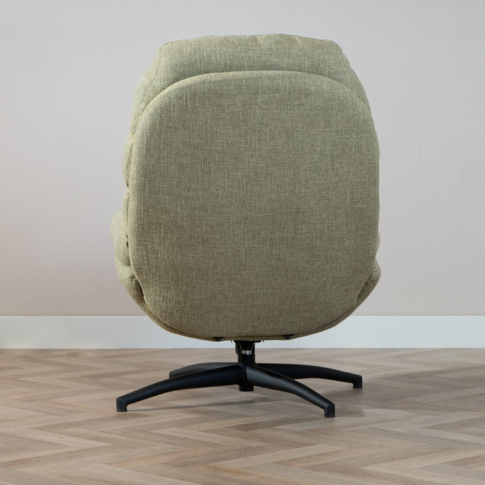 Bronx71 Draaifauteuil met hocker Palma linnen olijfgroen