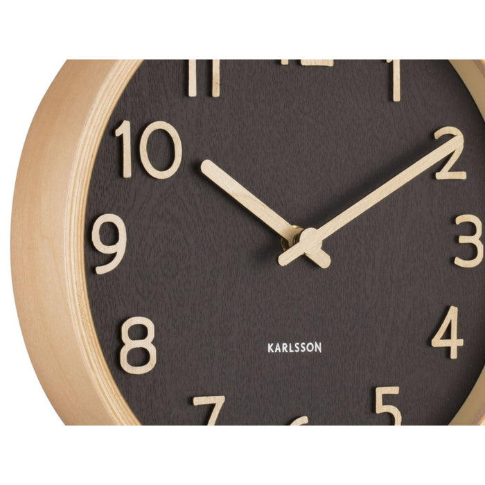 Karlsson - Wall clock Pure wood grain small black