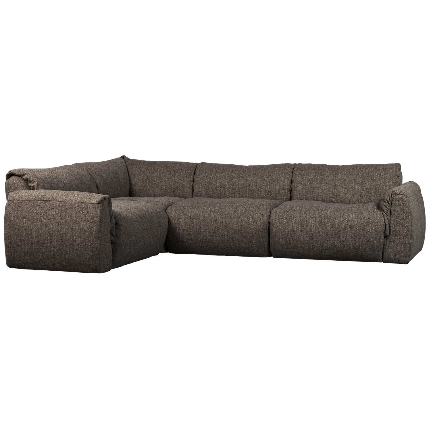 WOOOD Baggy Hoekbank Links - Geweven Stof - Warmgrijs Melange