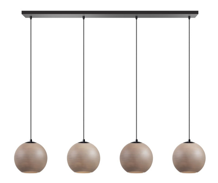 ETH Orb balk hanglamp 4x E27 Taupe|grijs glas 25cm | zwart