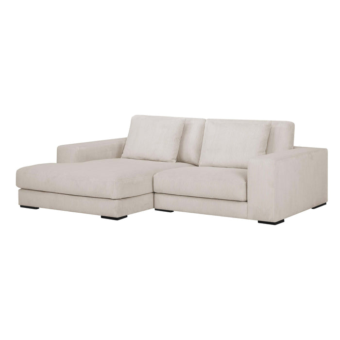 by fonQ Snug 2-zits Hoekbank met Chaise Longue Links - Crème