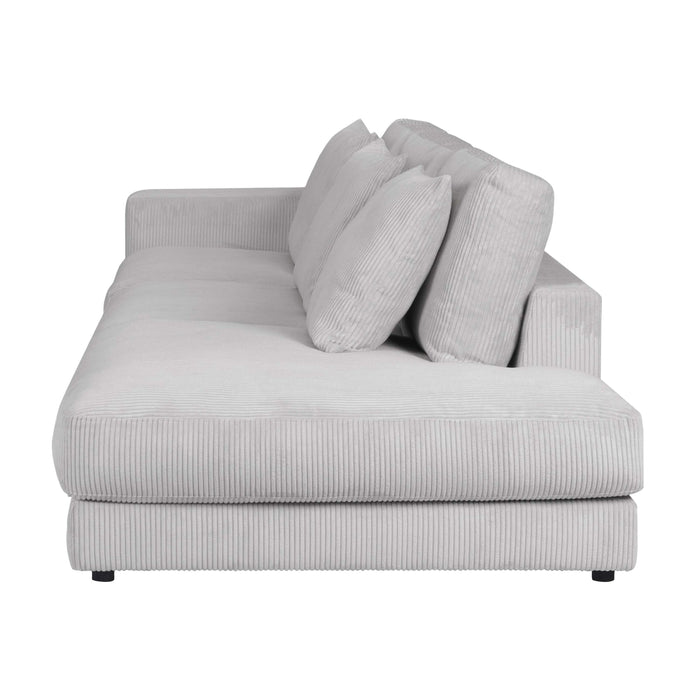 by fonQ Snug 3-zitsbank - Open Eind Rechts - Rib - Lichtgrijs