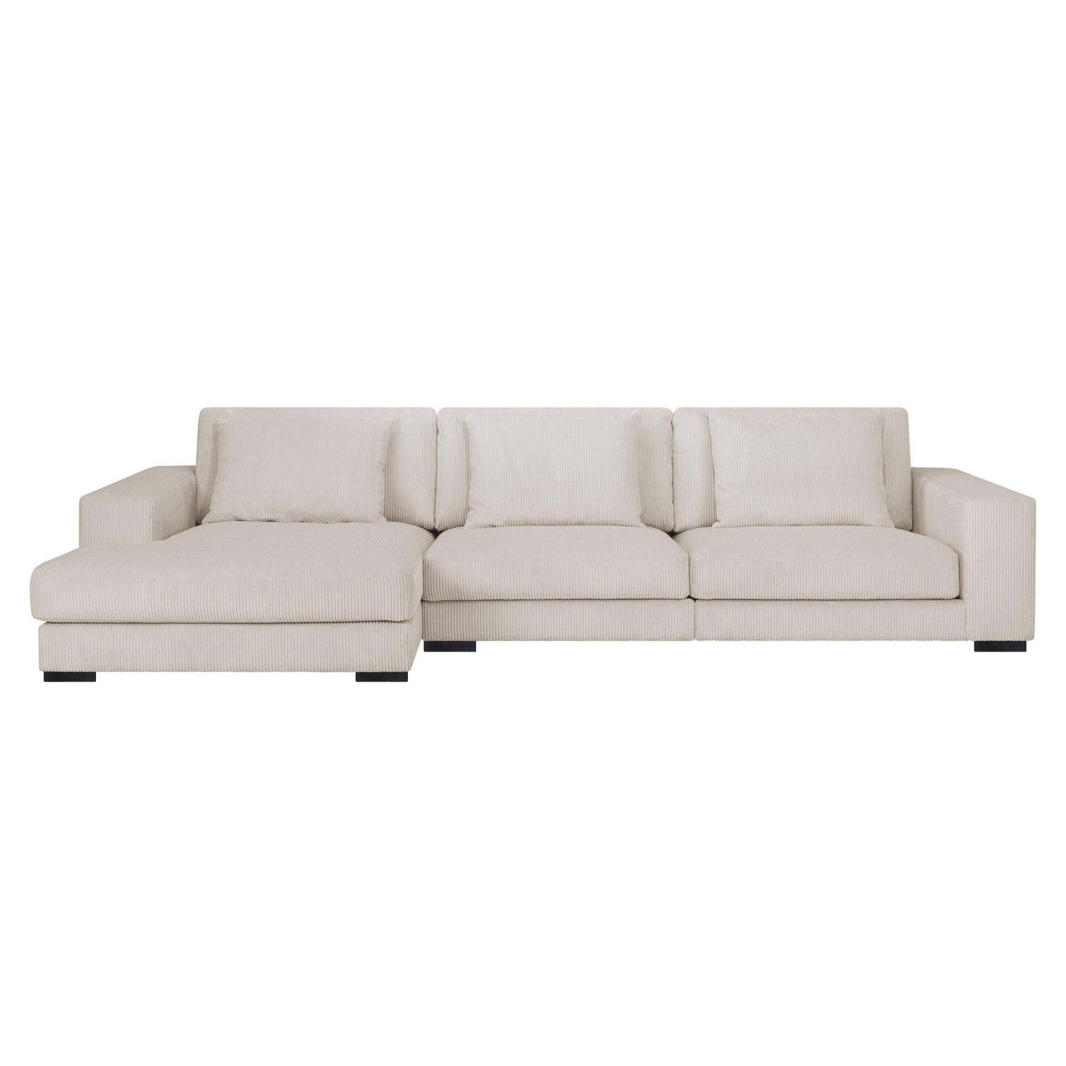 by fonQ Snug 3-zits Hoekbank met Chaise Longue Links - Crème