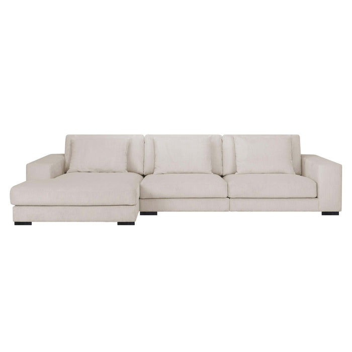 by fonQ Snug 3-zits Hoekbank met Chaise Longue Links - Crème