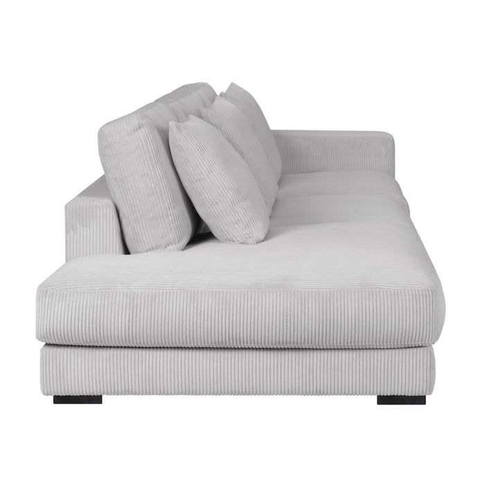 by fonQ Snug 3-zitsbank - Open Eind Links - Rib - Lichtgrijs