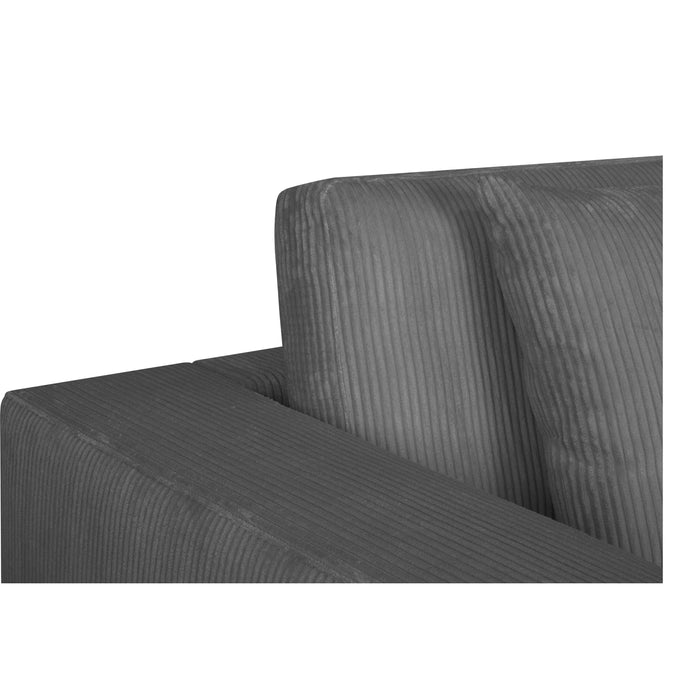 by fonQ Snug 3-zitsbank - Open Eind Rechts - Rib - Donkergrijs