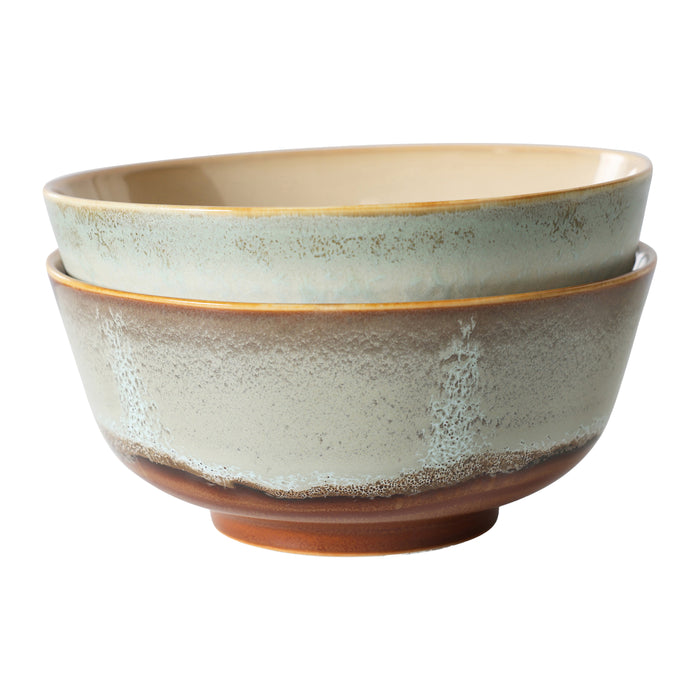 HKliving 70's Ceramics Ramen Kommen Ø 19 cm - Set van 2 - Verge