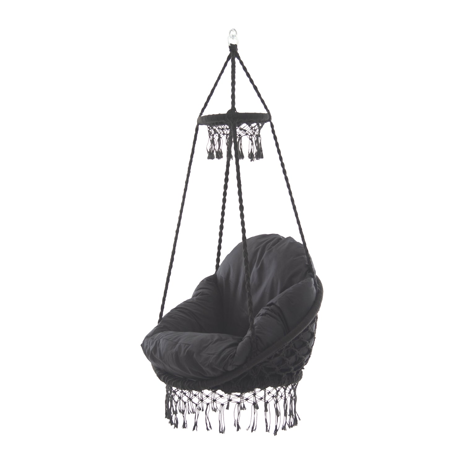 Vivere Polyester Macrame Deluxe Stoel met Franje - Eclipse