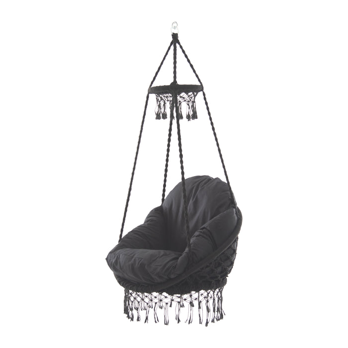 Vivere Polyester Macrame Deluxe Stoel met Franje - Eclipse