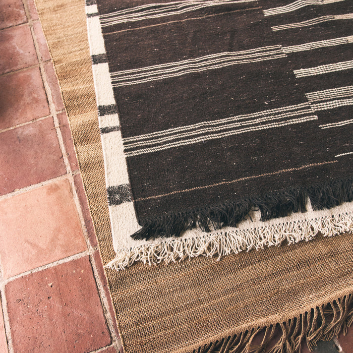 HKliving Striped Woolen Kelim Vloerkleed 150 x 240 cm - Bruin