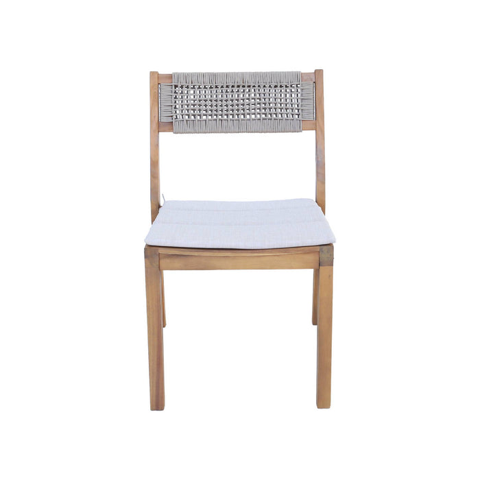 sweeek - Set van 2 acaciahouten tuinstoelen met kussen en touw