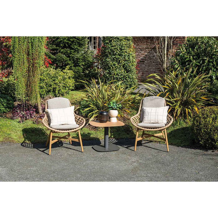 Castello lounge fauteuil - light teak look - natural rotan-merino sand