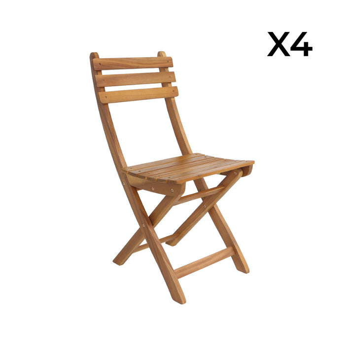 sweeek - Vouwbare acacia tuinstoel (Set van 4)