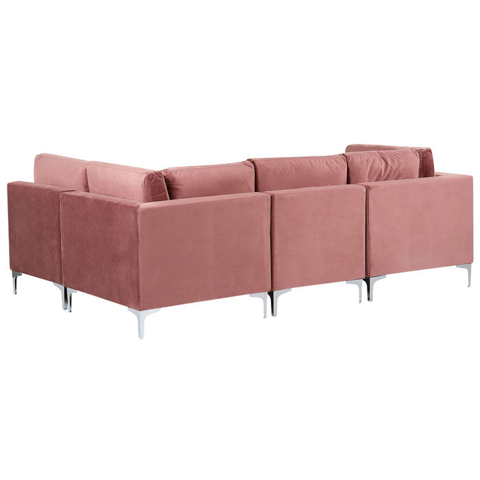 Beliani - EVJA - Hoekbank 4-zits - Roze - Linkerzijde - Fluweel