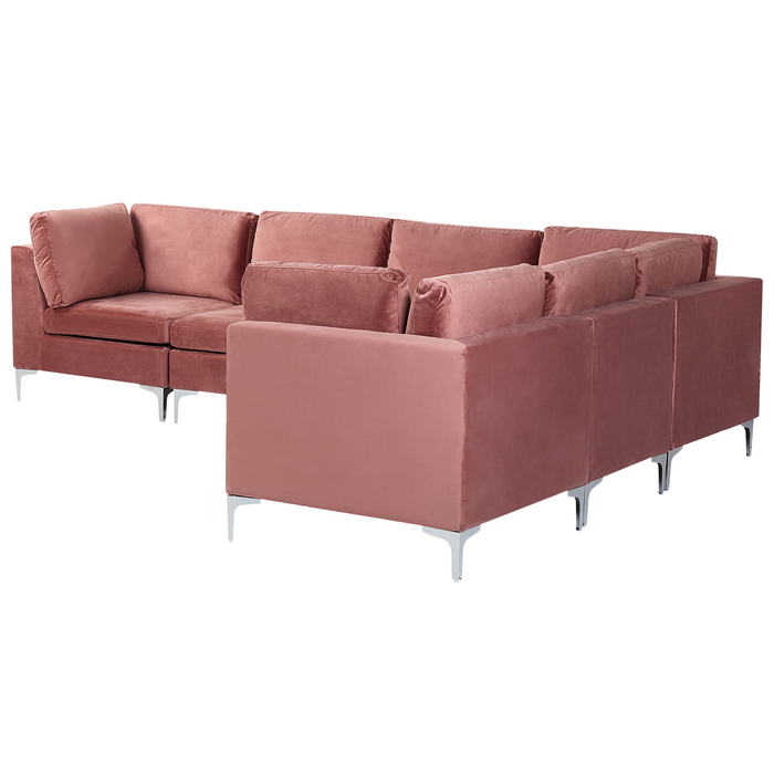 Beliani - EVJA - Hoekbank - Roze - Linkerzijde - Fluweel