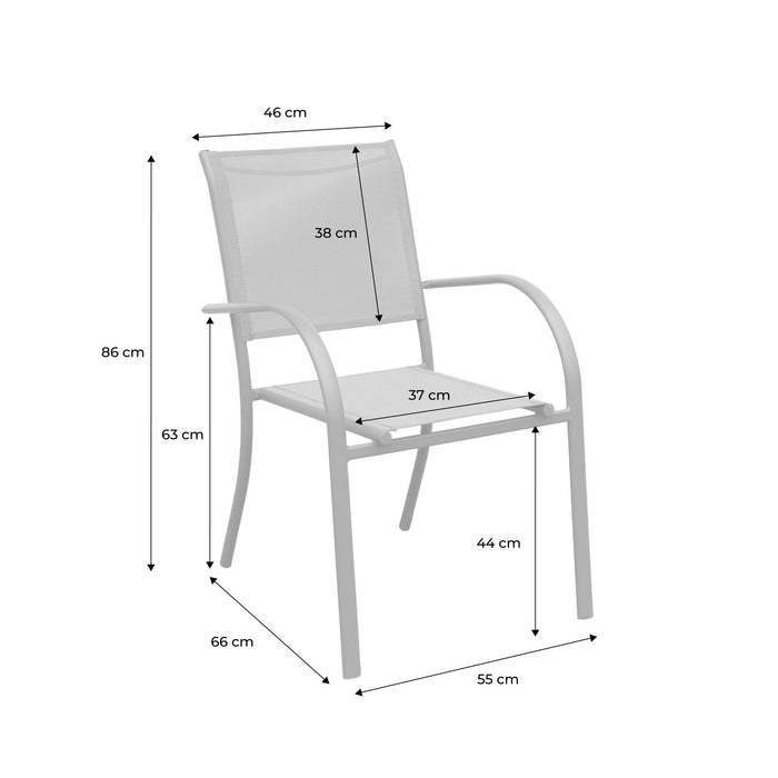 sweeek - Stapelbare tuinstoelen van aluminium en textileen (set van 4)