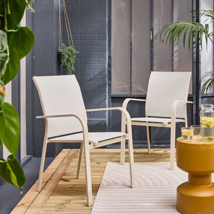 sweeek - Stapelen tuinstoelen van aluminium en textileen (Set van 2)