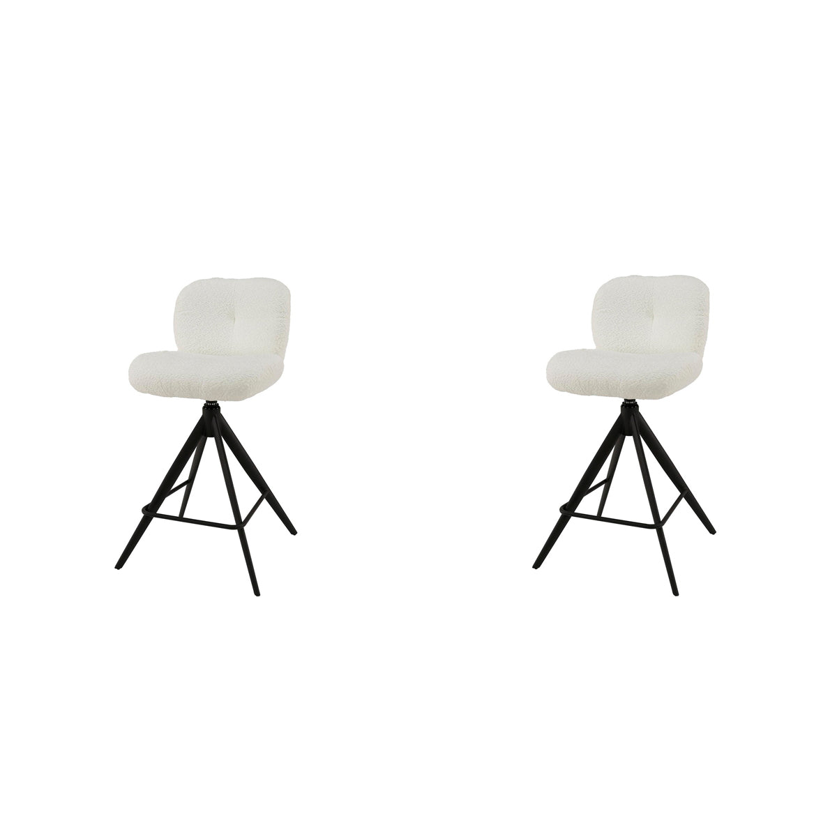 Hoyz Collection - Barstoel Comfort Draaibaar - Boucle Wit - 2 Stuks