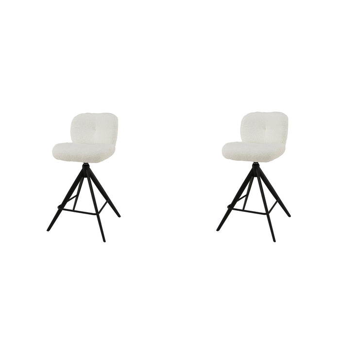 Hoyz Collection - Barstoel Comfort Draaibaar - Boucle Wit - 2 Stuks