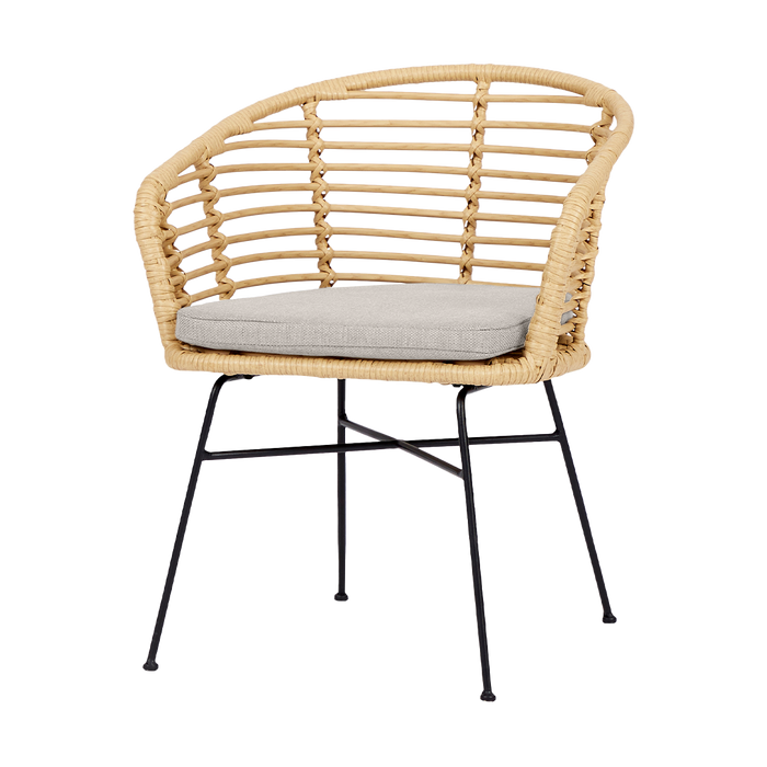 Lisomme Dax rotan tuinstoel naturel met kussen