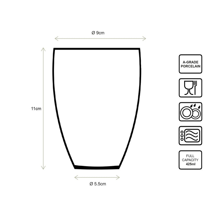vtwonen Tie-Dye Mok zonder oor - Mokken - Serviesset van 4 - 400ml