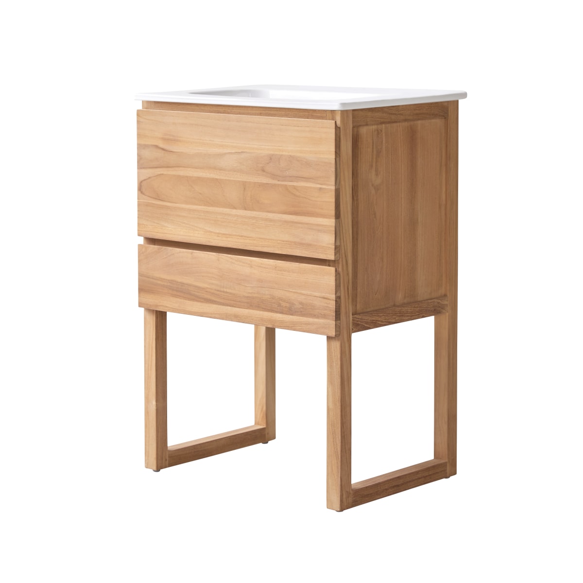 Tikamoon - Badkamermeubel Edgar van massief teakhout en keramiek 60 cm