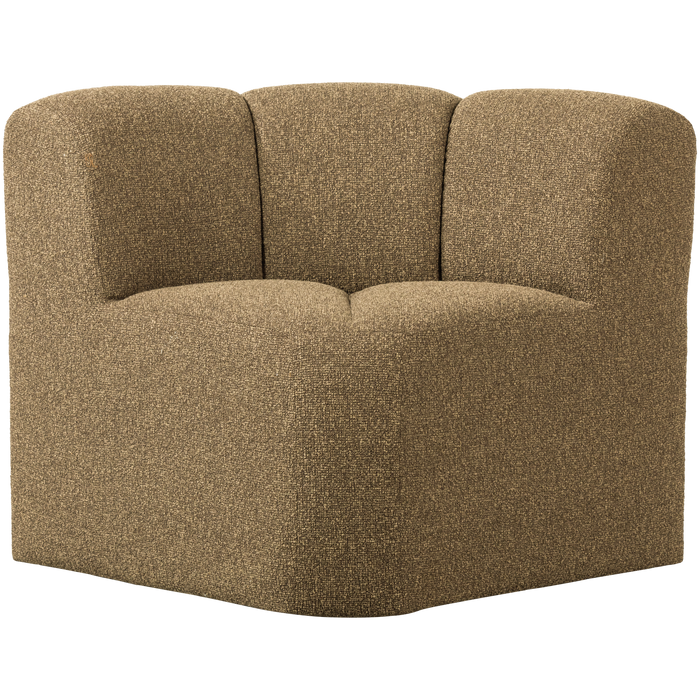 WOOOD Mojo Eetbankje Hoek Met Rugleuning - Bouclé - Geel|Bruin Melange