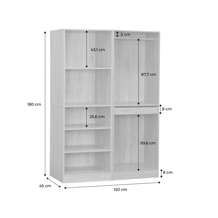 sweeek - Kledingkast 2 modules modulair hangruimtes en vakken