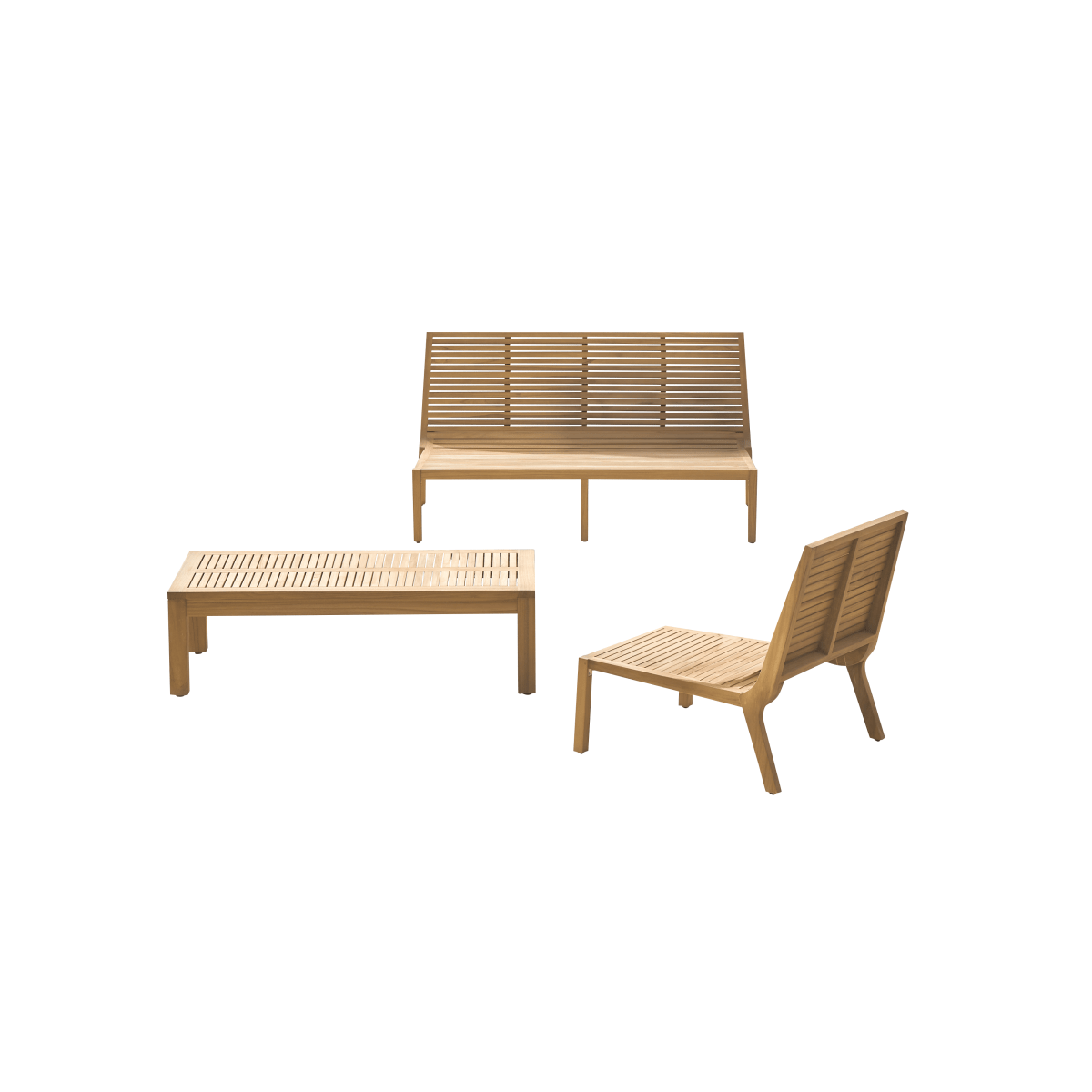 Tikamoon - Loungeset in teakhout Teo 3 personen