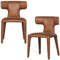 WOOOD Permit Eetkamerstoelen - Leerlook - Cognac - Set van 2