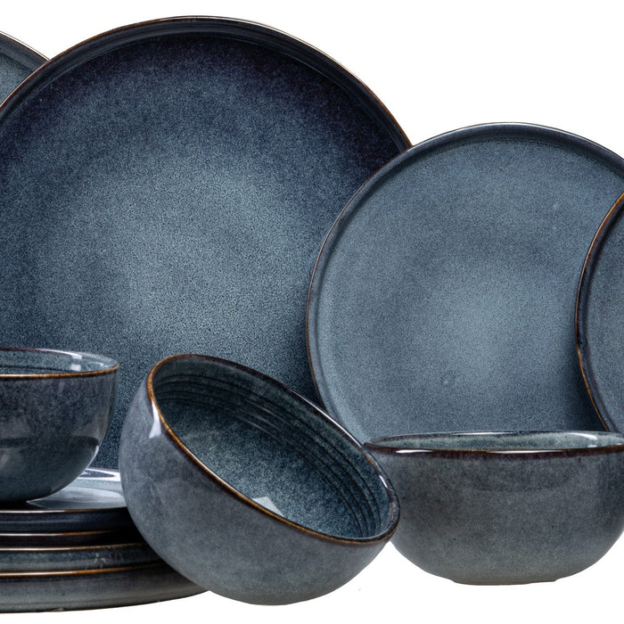 Ona Serviesset Duna Blue - 12-delig | 4 personen - 4 dinerborden, 4 ontbijtborden en 4 kommen
