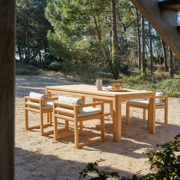 Tikamoon - Tuinset in teakhout en stof Leon 4 stoelen