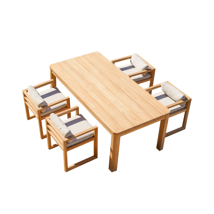 Tikamoon - Tuinset in teakhout en stof Leon 4 stoelen