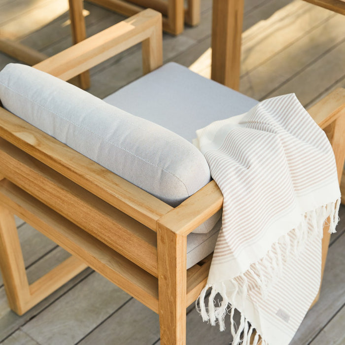 Tikamoon - Tuinset in teakhout en stof Noah 6 stoelen