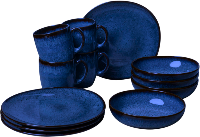 Villeroy & Boch Serviesset Lave - Blauw - 12-delig| 4 personen