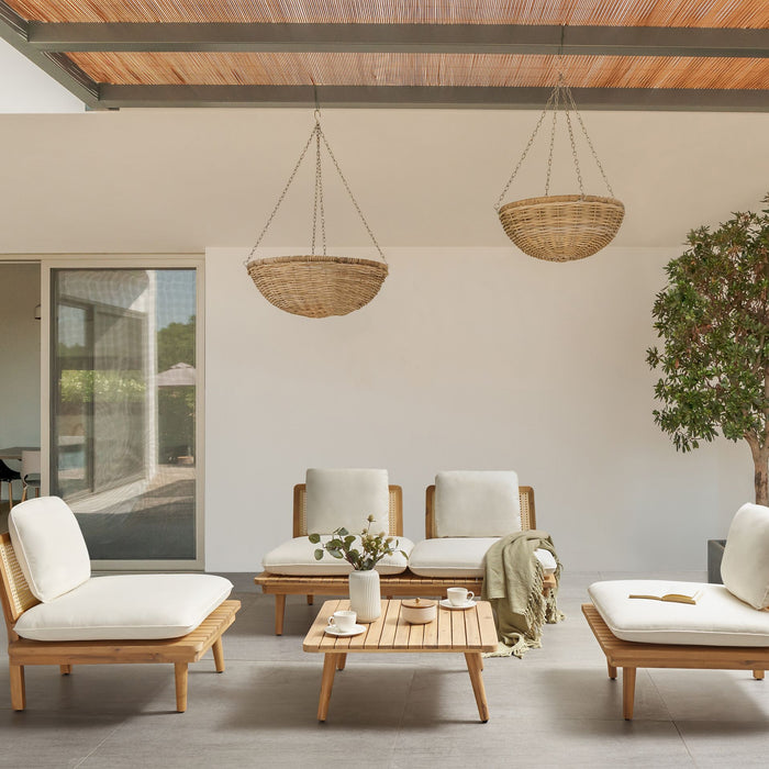 Beliani - ACCADIA - Loungeset - Lichtbeige - Acaciahout