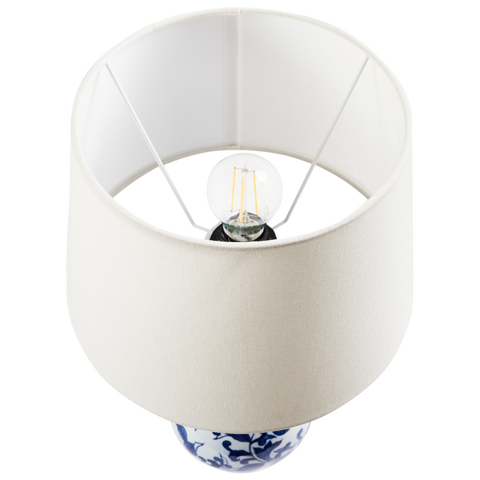 Beliani - CARMEN - Tafellamp - Wit|Blauw - Porselein|Linnen