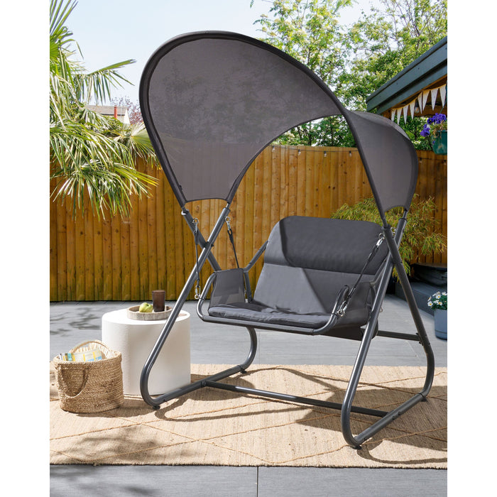 Beliani - SOLAGNA - Schommelbank - Donkergrijs - Staal