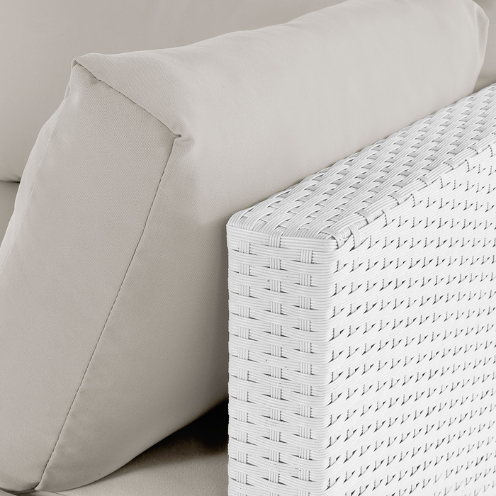 Beliani - SANO II - Loungeset - Wit|Beige - Rechtszijdig - Kunstrotan