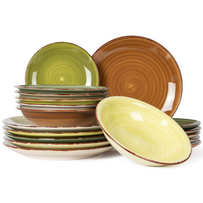 Studio Tavola Serviesset Deep Forest - 18-delig | 6 personen - 6 dinerborden, 6 diepe borden en 6 ontbijtborden